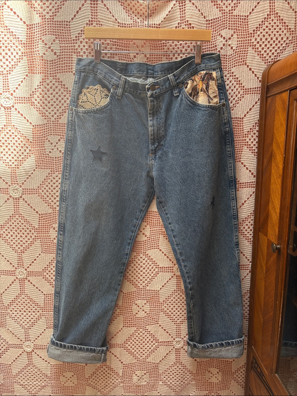 Good Ghost Upcycled Wrangler Jeans Sz Lg